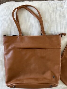 Tan Leather Tote Baby Bag - Classic Everyday Carry